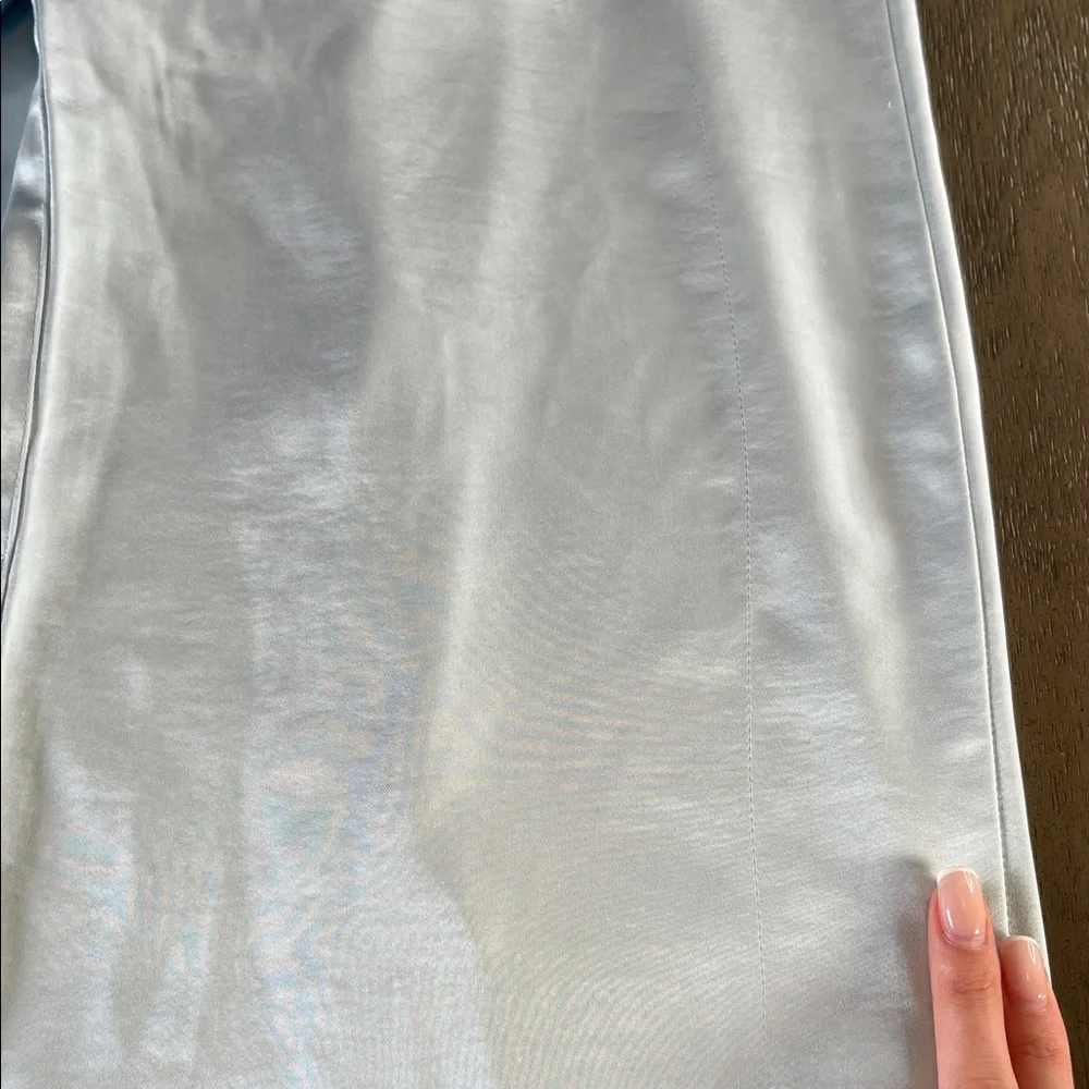 Baby Blue satin one shoulder open back long gown S wedding guest gala formal - Picture 13 of 15